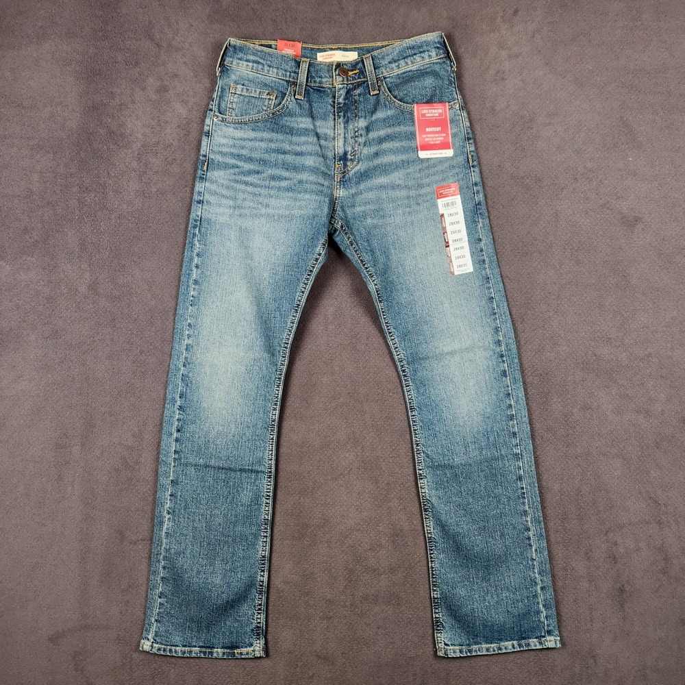 Levi Strauss Signature Jeans Mens 28x30 Blue Medium Wash Bootcut Stretch NEW